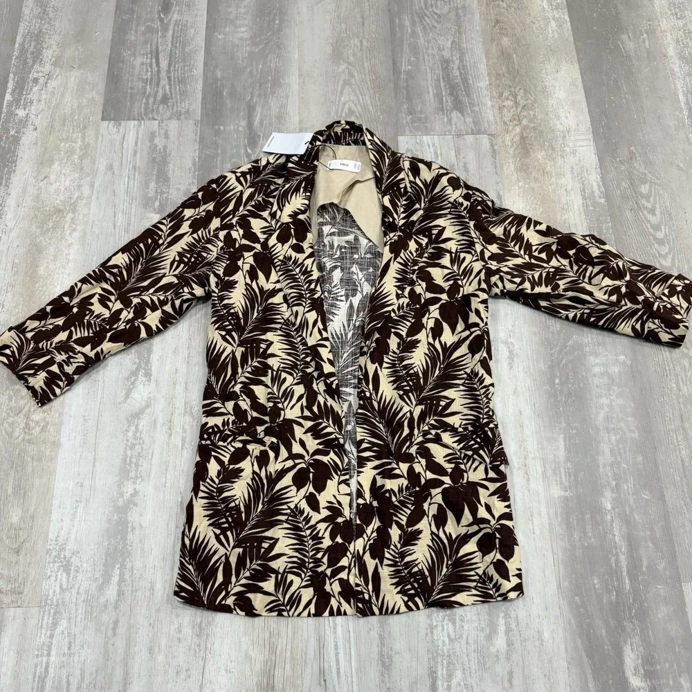 MNG Mango Blend Tropical Print Notch Collar Blazer Women's XXS Viscose‎ Western